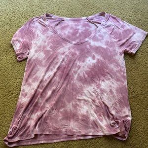 Pink and white tie-dye short sleeve shirt from AE
